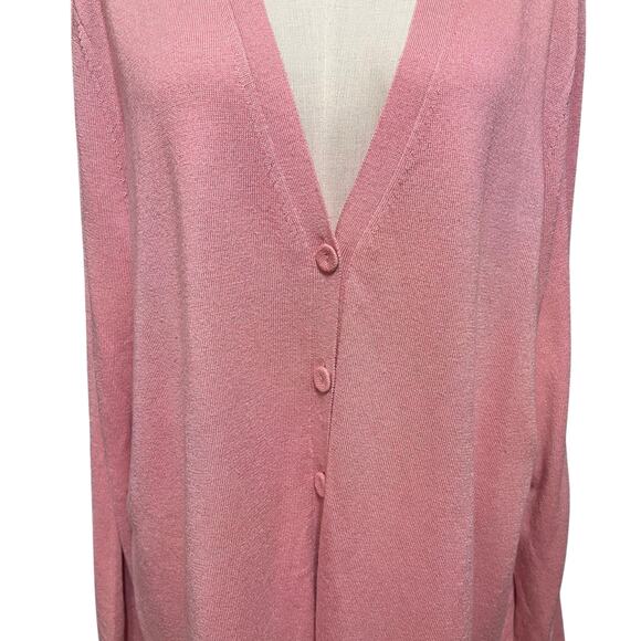 J. Jill Womens Pink Wool Blend Soft Knit Coastal Sweater Cardigan Sz XL - Picture 2 of 13